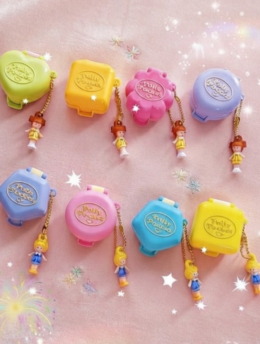 8 NEW ​Polly Pocket Bandai Miniature Charm Gashapon (Vol. 1 & 2) Complete Set